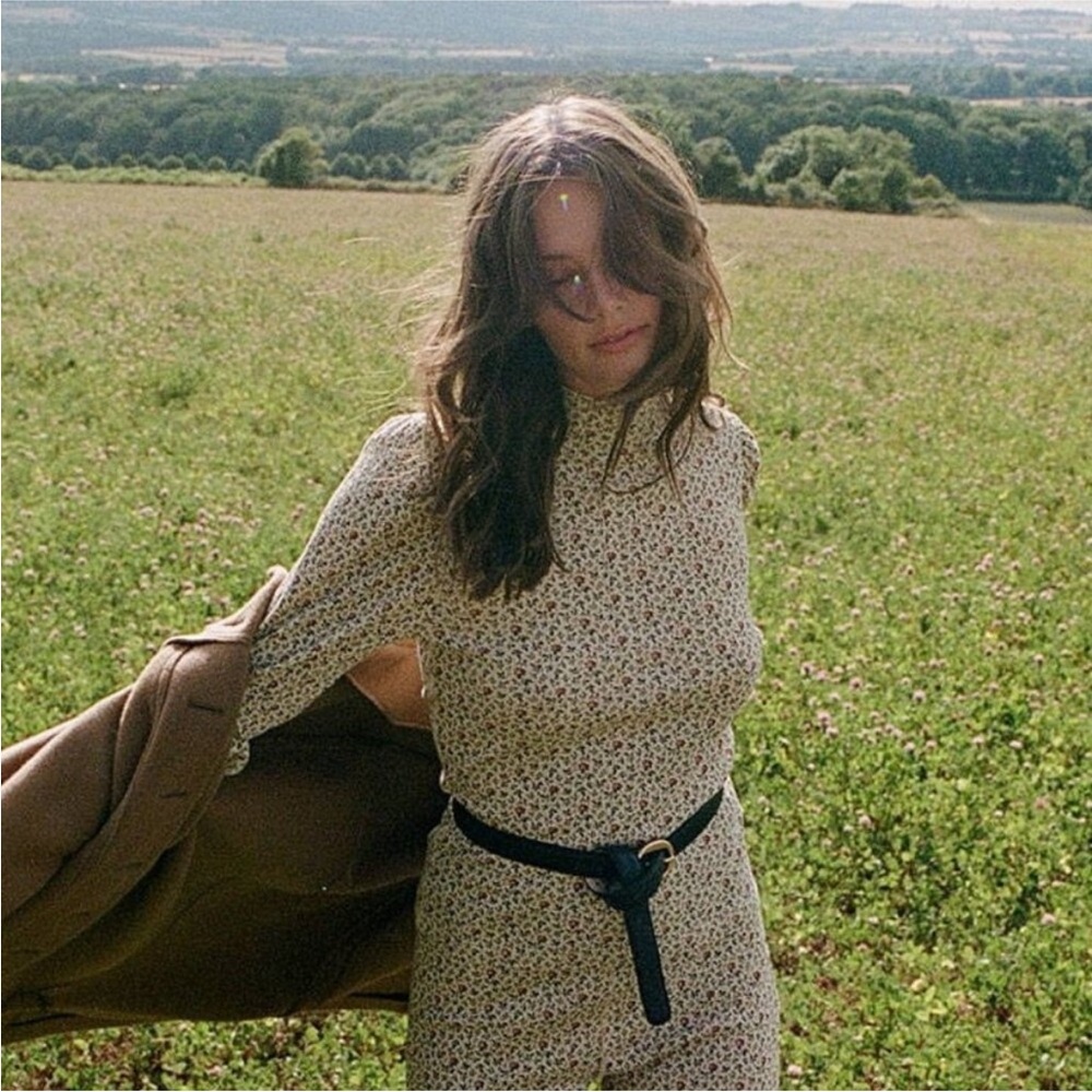 DOEN Ashby windswept dahlia Floral Pointelle Turtleneck size small